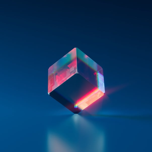 a cube spining on the surface